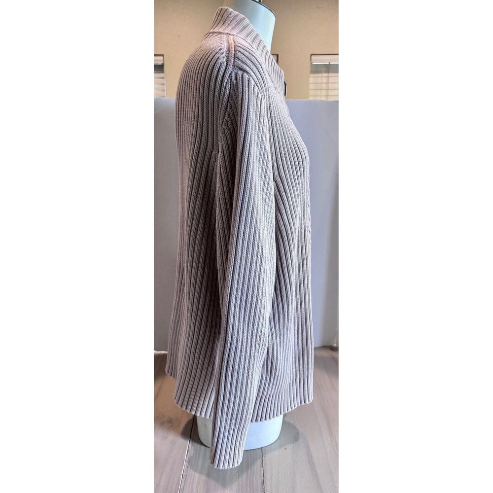 Lands End Women's 2X Beige Cable Knit Full Zip Mock Neck Cardigan Sweater 87869 - Picture 11 of 12